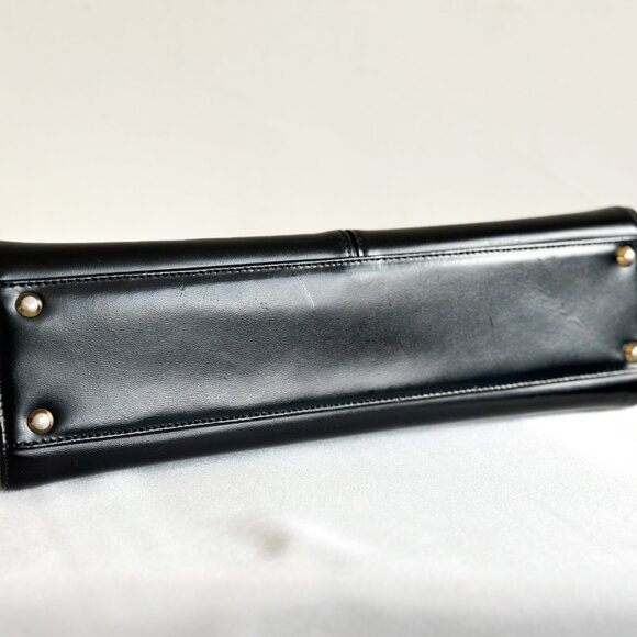 Vintage YSL Yves Saint Laurent Black Box Leather Top Handle Bag - Picture 9 of 16